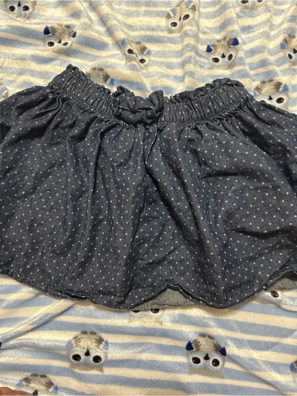 Girls Dark Denim Dot Skirt with Elastic Waist